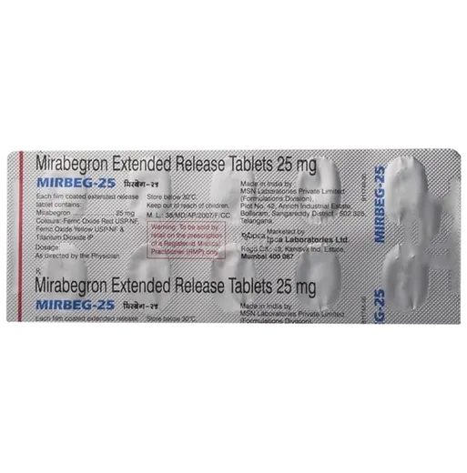 mirbeg 25mg tablet 10's